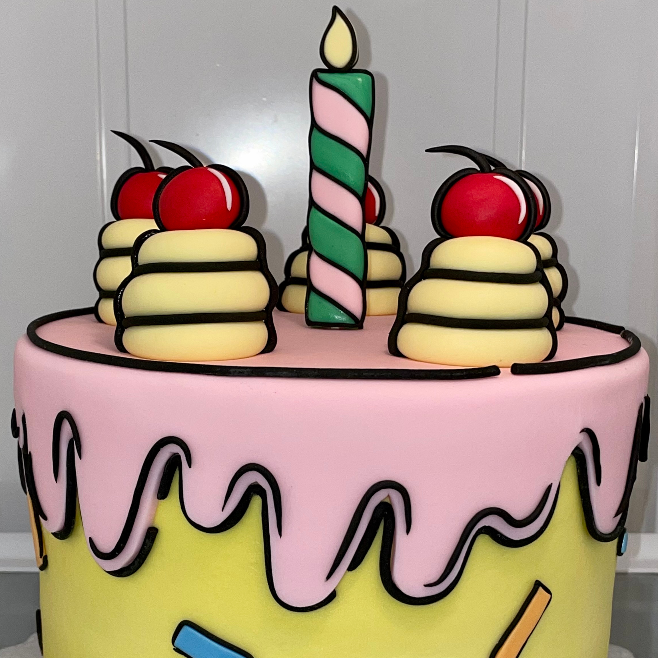 a one to one ratio picture of a custom cake